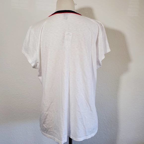NWT Express Crew Neck White with Red & Blue Short Sleeve Cotton T-Shirt - Picture 5 of 8